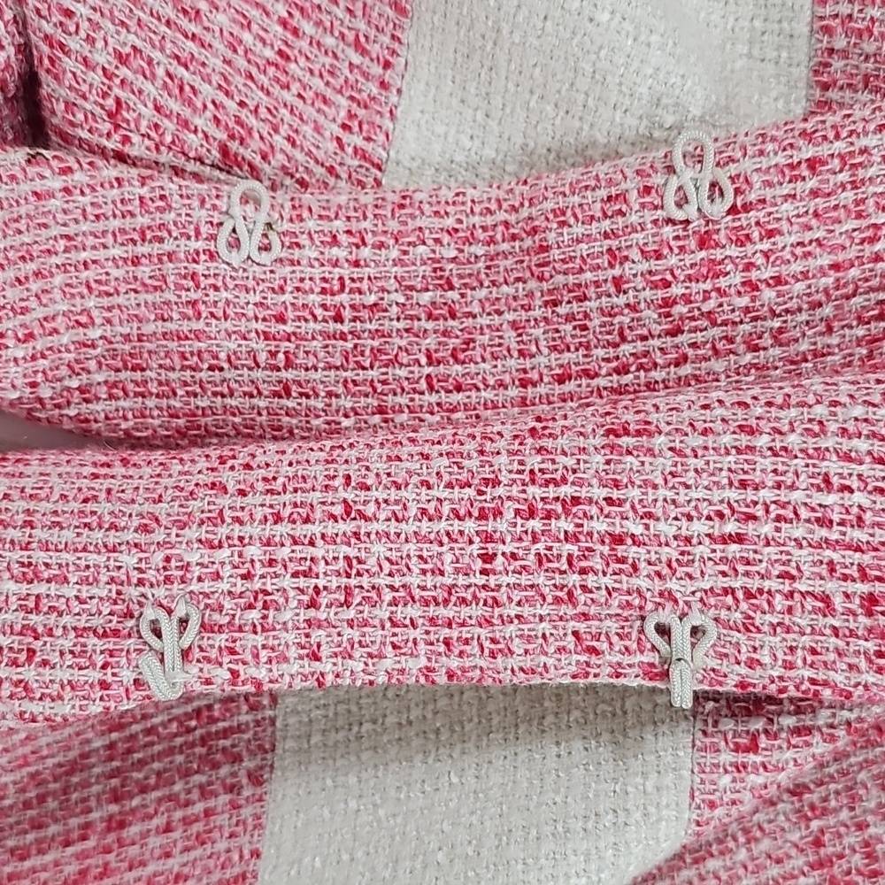 Kay Unger New York Pink White Tweed Boucle Blazer Jacket 4 Office Career Work - Picture 6 of 13